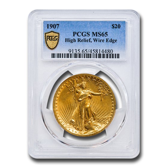 1907 $20 Saint-Gaudens Gold High Relief Wire Edge MS-65 PCGS 1907 $20 Saint-Gaudens Gold High Relief Wire Edge MS-65 PCGS